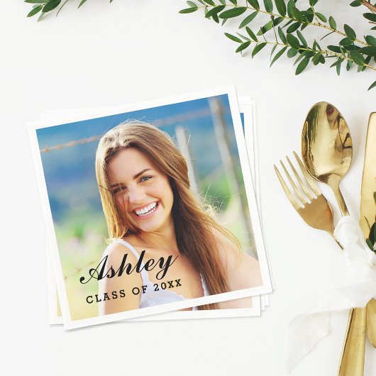 Klasse van 2025 Afstuderen gepersonaliseerde foto Servetten