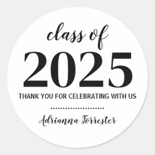 Klasse van 2025 Afstuderen Hartelijk dank Ronde Sticker