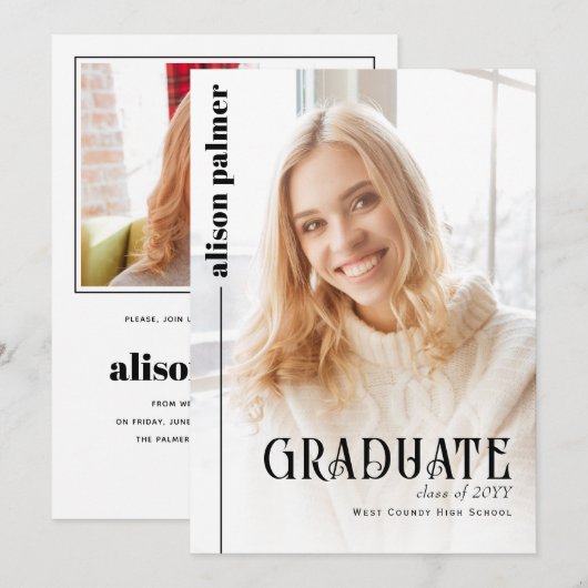 Klasse van 2025 AFSTUDEREN minimalistische foto Kaart (Voorkant / Achterkant)