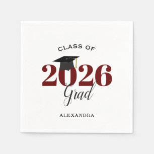 Klasse van 2025 Afstuderen Modern Maroon Servet