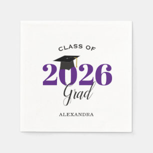 Klasse van 2025 Afstuderen Modern Paarse Servet