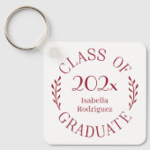 Klasse van 2025 Afstuderen naam Bourgondische typo Sleutelhanger (Voorkant)