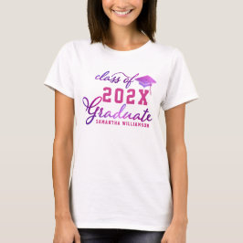 Klasse van 2025 Afstuderen Naam Roze Paarse Afstud T-shirt