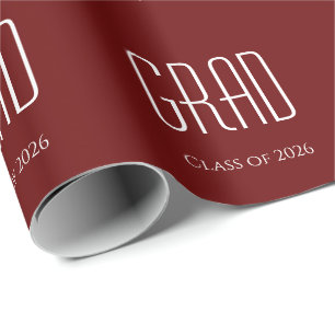 Klasse van 2025 Afstuderen Red Minimalist Cadeaupapier
