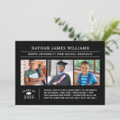 Klasse van 2025 Afstuderen Zwart 3 Foto Afstuderen Kaart (Staand voorkant)