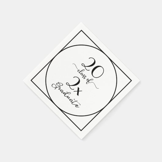 Klasse van 2025 Afstuderen zwart wit script Servet (Hoek)