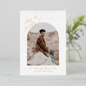 Klasse van 2025 Arch Photo Afstuderen Gold Folie Uitnodiging (Staand Voorkant)