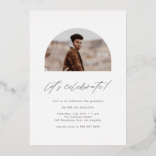 Klasse van 2025 Arch Photo Afstuderen Gold Folie Uitnodiging (Achterkant)