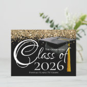 Klasse van 2025 Black Afstuderen Kaart (Staand voorkant)