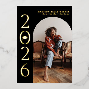 Klasse van 2025 Black Arch Lijst Afstuderen Folie Uitnodiging