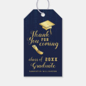 Klasse van 2025 Blauw en Goud Bedankt Afstuderen Cadeaulabel (Voorkant)