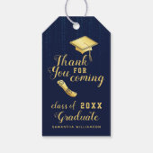 Klasse van 2025 Blauw en Goud Bedankt Afstuderen Cadeaulabel (Achterkant)