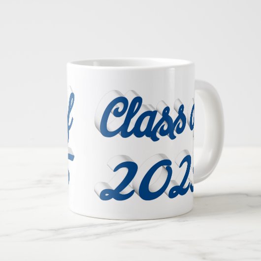 Klasse van 2025 blauw script afstuderen extra grote beker (Voorkant rechts)