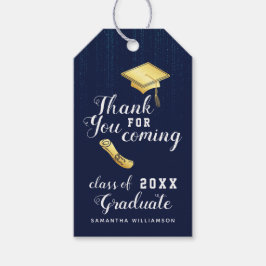 Klasse van 2025 Blauw Wit Goud Dank U Afstuderen Cadeaulabel