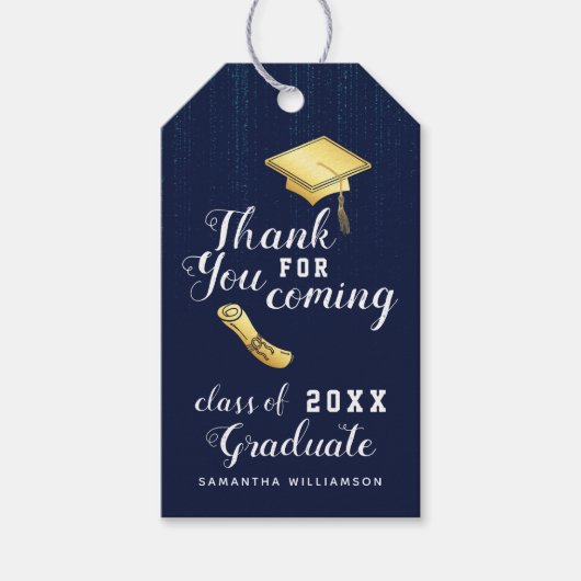 Klasse van 2025 Blauw Wit Goud Dank U Afstuderen Cadeaulabel (Voorkant)