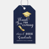 Klasse van 2025 Blauw Wit Goud Dank U Afstuderen Cadeaulabel (Achterkant)