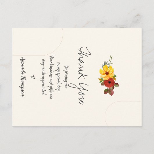 Klasse van 2025 Bloemenfoto Afstuderen Dank u Briefkaart (Achterkant)