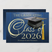 Klasse van 2025 Blue Afstuderen Kaart (Voorkant / Achterkant)