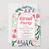 Klasse Van 2025 boho retro bloemen Afstuderen gebo Kaart (Voorkant)