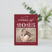  Klasse van 2025 Bourgogne Foto Afstuderen Briefkaart (Staand voorkant)