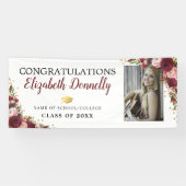 Klasse van 2025 Bourgogne Gold Afstuderen Foto Spandoek (Horizontaal)