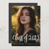 Klasse van 2025 Casual script Afstuderen Foto Kaart (Voorkant / Achterkant)