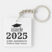 Klasse van 2025 Eenvoudig Elegant Custom Afstudere Sleutelhanger (Achterkant)