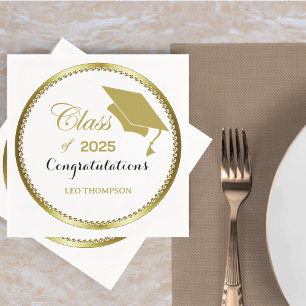Klasse van 2025 Elegant wit goud Servet