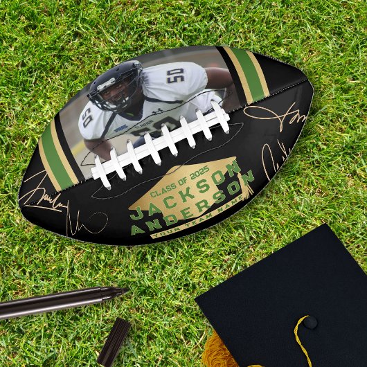 Klasse van 2025 Foto Autograph Keepsake Zwart Goud American Football
