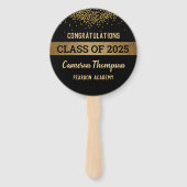 Klasse van 2025 Gefeliciteerd Afstuderen Gold Blac Handwaaier (Achterkant)