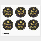 Klasse van 2025 Gold Script Circle Afstuderen Favo Ronde Sticker (Vel)