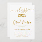 Klasse van 2025 Gold Script Graduation Party Kaart (Voorkant / Achterkant)