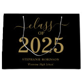 Klasse van 2025 Gold Script op zwart Afstuderen Groot Cadeauzakje (Voorkant)