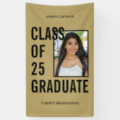Klasse van 2025 gouden foto Afstuderen Spandoek (Verticaal)