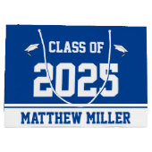 Klasse van 2025 Graduate's Name Deep Blue en White Groot Cadeauzakje (Achterkant)