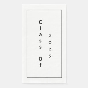 Klasse van 2025 Graduation Party Zwart Wit Eenvoud Servet