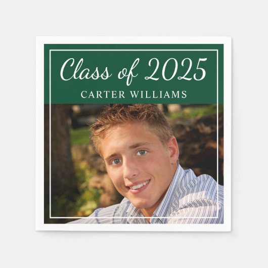 Klasse van 2025 Green Graduation Party Foto Servetten (Voorkant)