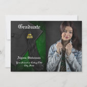 Klasse van 2025 Green Tassel Photo Afstuderen Kaart (Voorkant)