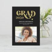 Klasse van 2025 moderne typografie 3 foto afstuder aankondiging (Staand voorkant)