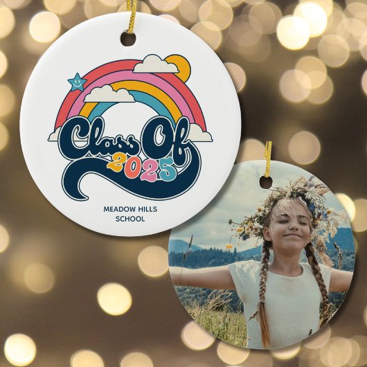 Klasse van 2025 Rainbow Custom Photo Afstuderen Keramisch Ornament