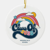 Klasse van 2025 Rainbow Custom Photo Afstuderen Keramisch Ornament (Voorkant)