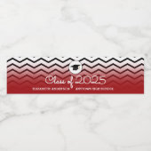 Klasse van 2025 Red Black Zigzags Afstuderen Waterfles Etiket (Enkel label)