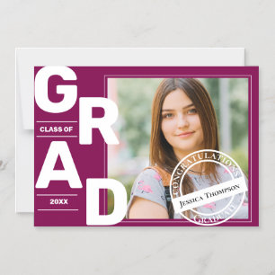 Klasse van 2025 Red Bold Font Photo Afstuderen Magnetische Uitnodiging