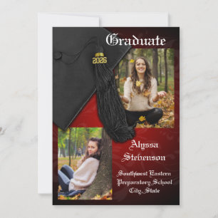 Klasse van 2025 Red Tassel Dignified Afstuderen Kaart