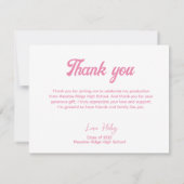 Klasse van 2025 Retro Rainbow Pink Afstuderen Bedankkaart (Achterkant)