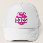 Klasse van 2025 Roze Afstuderen Naam Trucker Pet (Voorkant)