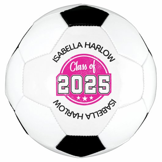 Klasse van 2025 Roze Afstuderen Naam Voetbal (Voorkant)