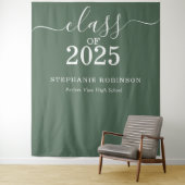 Klasse van 2025 Sage Green Afstuderen Achtergrond  Wandkleed (In situ)