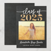 Klasse van 2025 Script Grey Chalk Printable Kaart (Voorkant / Achterkant)