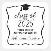 Klasse van 2025 Script Schattige Afstuderen Pet |  Vierkante Sticker (Voorkant)